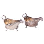 A pair of heavy English silver Georgian style Sauceboats, by Mappin & Webb, Birmingham 1910, each