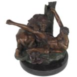 After Isidore Jules Bonheur (1827-1901) "Hercules Fighting the Lion," bronze, approx. 31cms (12 1/