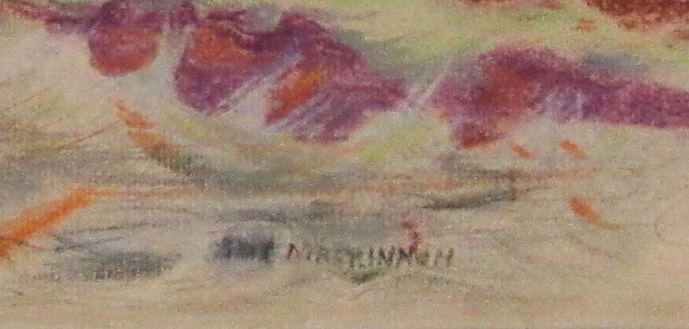 Sine MacKinnon, Irish (1901-1996) "Continental Coastal Village," abstract, pencil an crayon, approx. - Image 2 of 2