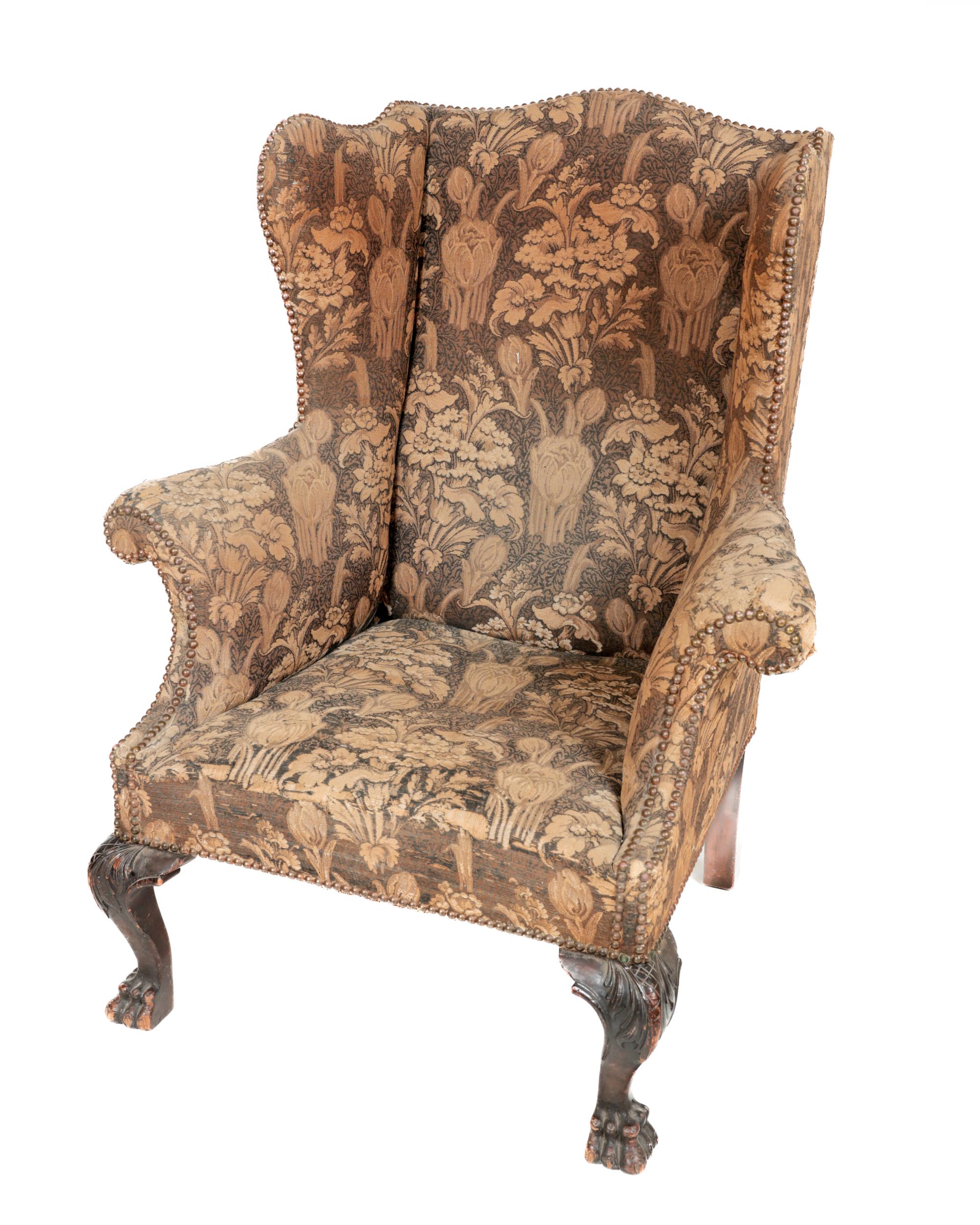 A 19th Century Irish mahogany Georgian style wing-back Armchair, attributed to Butler of Dublin,