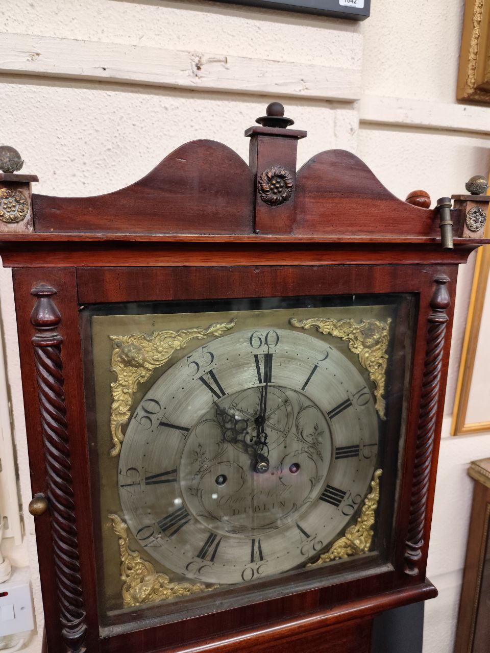 A very fine Irish Longcase Clock, the shaped cornice above a square brass dial, Signed  Dan O'Neill, - Image 7 of 9