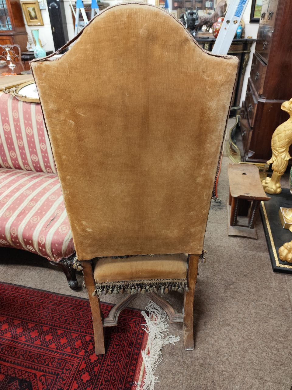 A pair of Louis XIV style walnut Side Chairs, on reeded shaped legs united by X stretchers, - Image 13 of 16