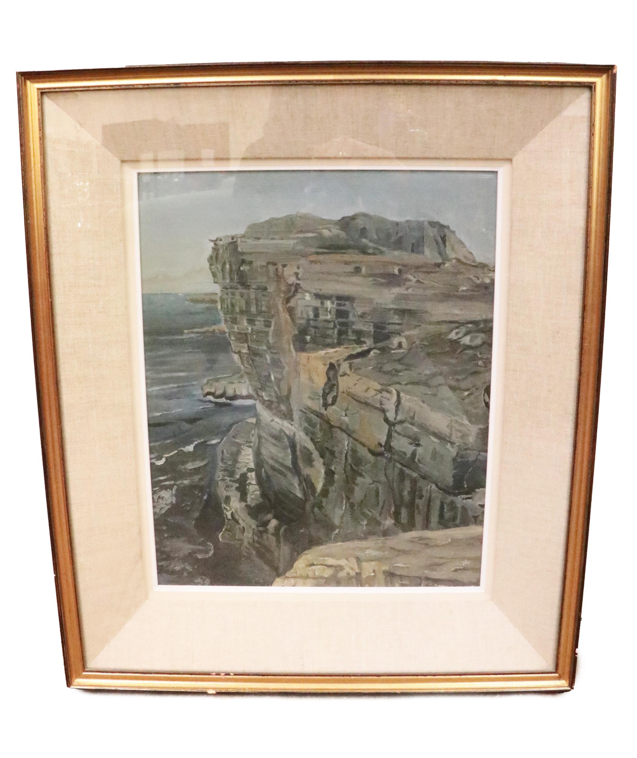 Irish School "Coastal Cliff View," O.O.C. Board, 42cms x 33cms (16 1/2" x 13"). (1)