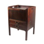 A good Georgian period mahogany Tray Top Bedside Commode, with tambour front opening over two mock