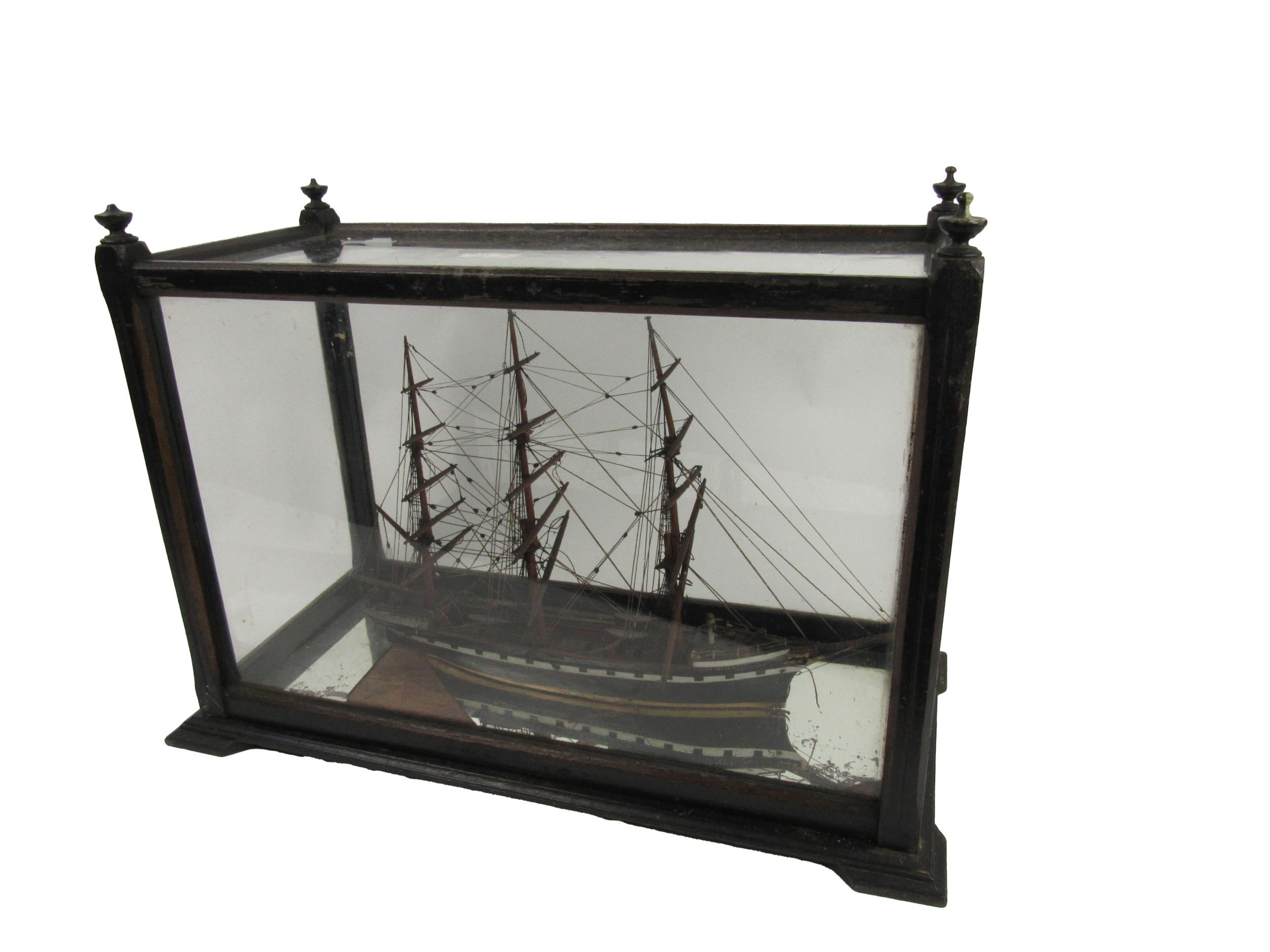 A mid-19th Century fully rigged waterline Model of the three masted Ship, "Lady Miles," complete