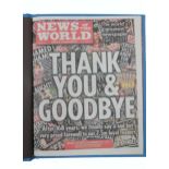 Last Issue of Controversial Tabloid Newspaper: News of the World, Edition number 8,674 (July 10,