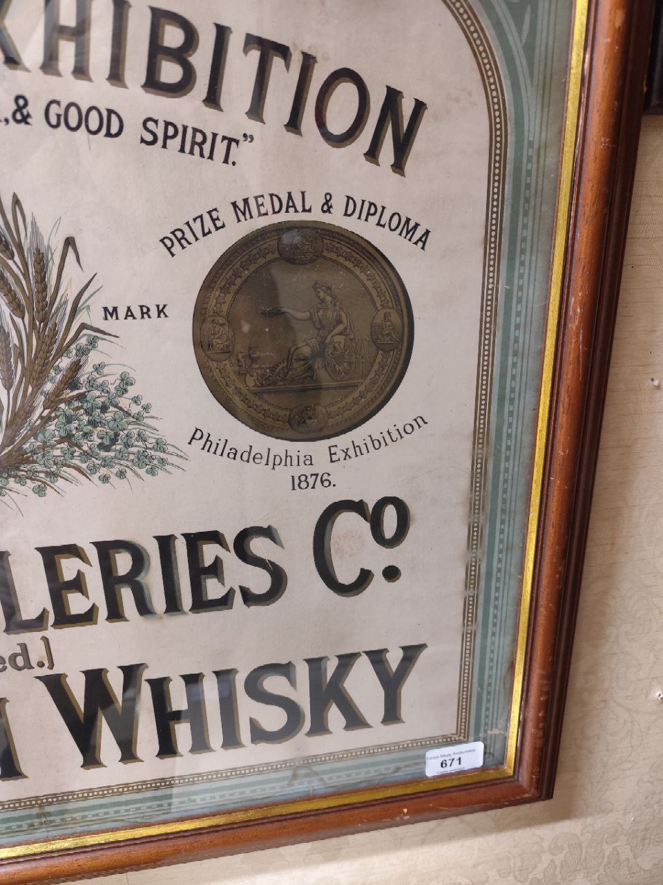 A rare Advertisement Poster,  for "Cork Distillers Co., (Limited) Old Irish Whiskey - Philadelphia - Image 3 of 5