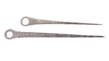 An Irish Georgian crested silver Meat Skewer, by Richard Williams, Dublin c. 1765, with Russell