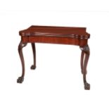 An attractive 19th Century Irish mahogany fold-over Card Table, with projecting four rounded corners