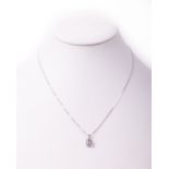 A Ladies 18ct white gold Chain and Pendant, set with square pink stone surrounded by diamonds,