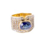 An attractive and unusual design Ladies 18ct gold Ring, (approx. 15gms) set with 34 round and 38