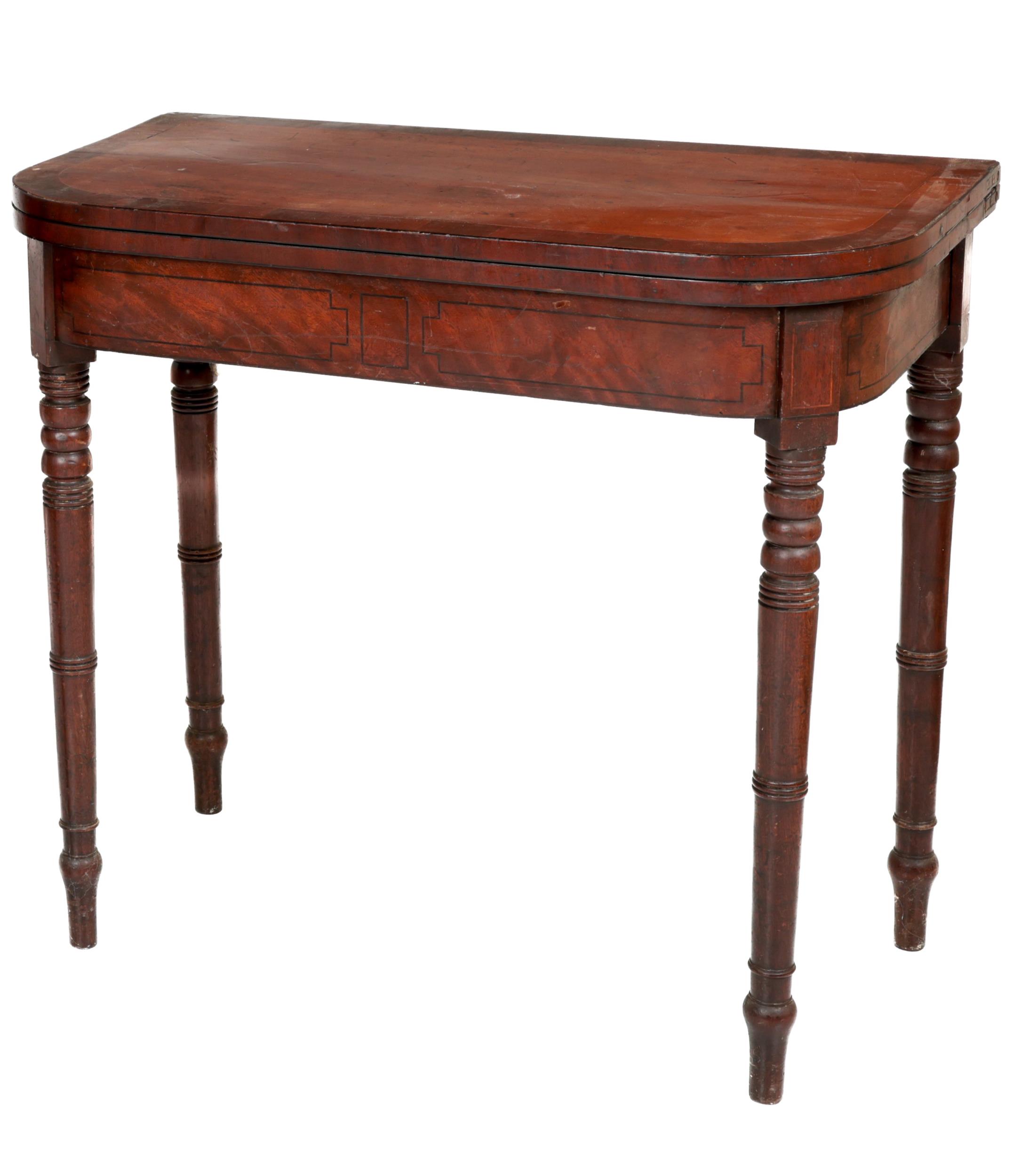 A 19th Century Irish mahogany fold-over Card Table, probably Cork, the top with rosewood