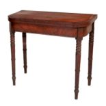 A 19th Century Irish mahogany fold-over Card Table, probably Cork, the top with rosewood