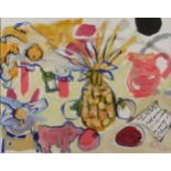 Elizabeth Cope, Irish (b. 1952) "Pink Pineapple and Pink Jug," O.O.C., approx. 40cms x 50cms (16"