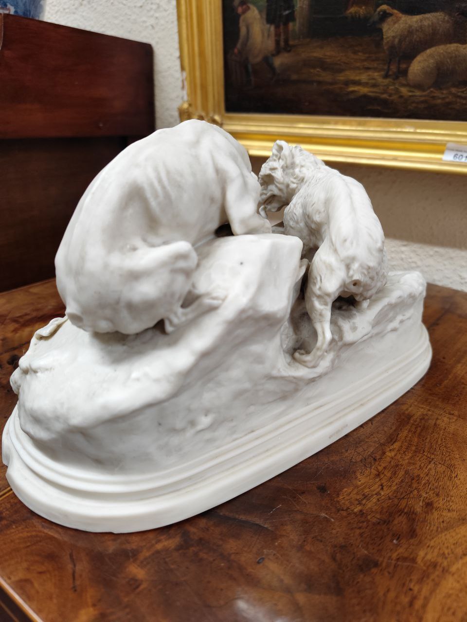 A Copeland Parian ware Model, of a group of Terriers perched outside a rabbit hole, with - Image 6 of 9