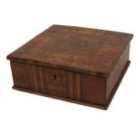 An attractive 19th Century Irish 'Killarney Wood' square marquetry Box, with hinged lid the top