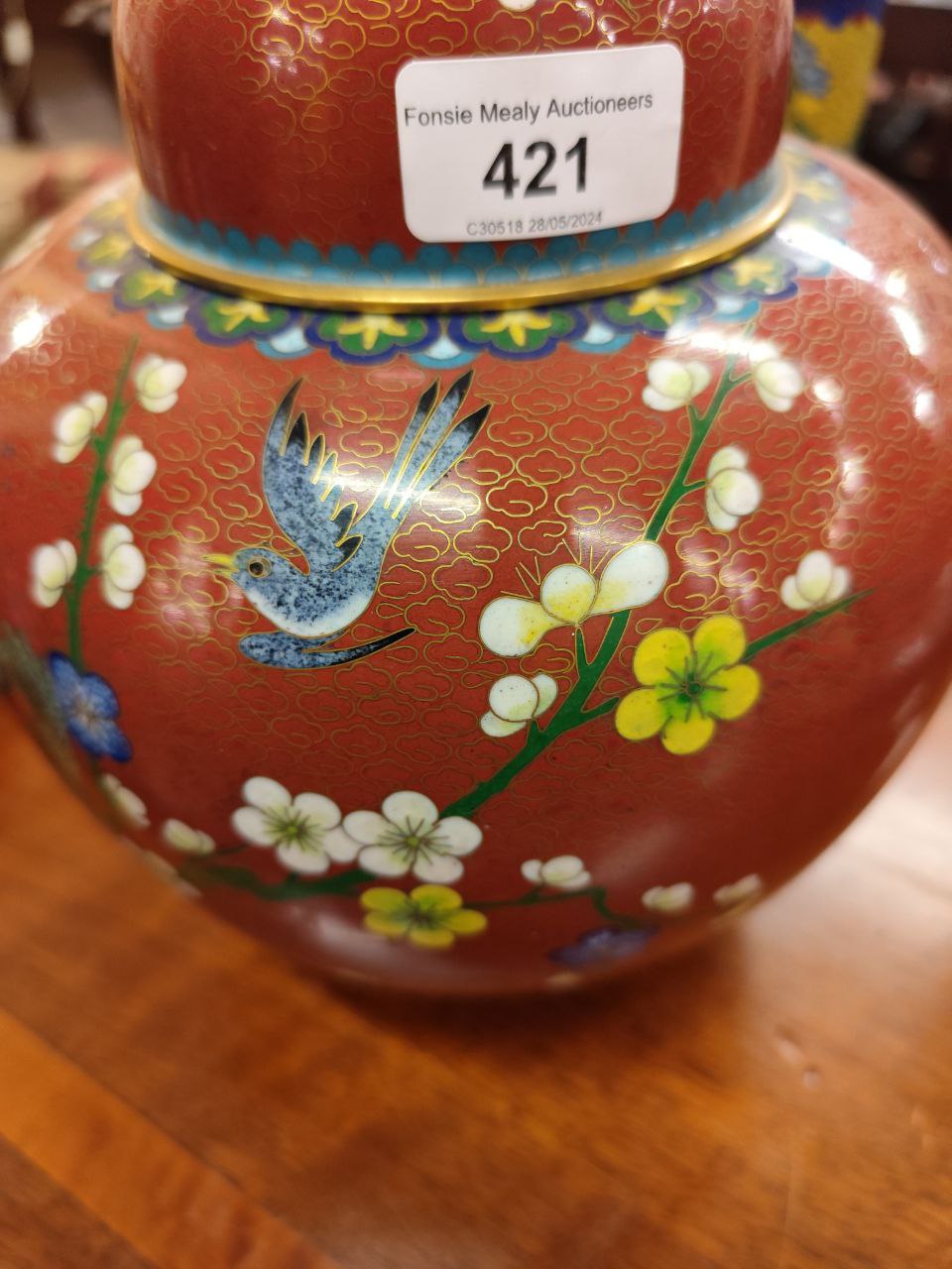 A collection of cloisonne Ware, comprising a tubular yellow ground floral decorated Vase, a - Image 24 of 25