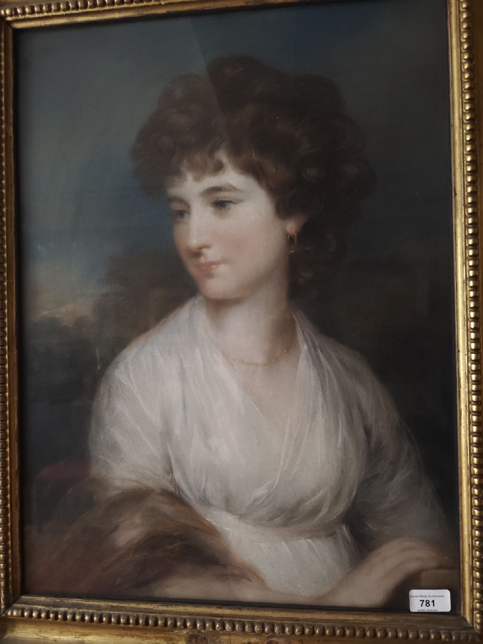 John Russell, R.A.  (1745-1806) "Countess of Oxford," [Jane Elizabeth Harley (nee Scott) 1774-1824,] - Image 10 of 11