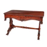 A fine quality Victorian Irish yew wood rectangular Centre Table, the plain top with beadwork edge