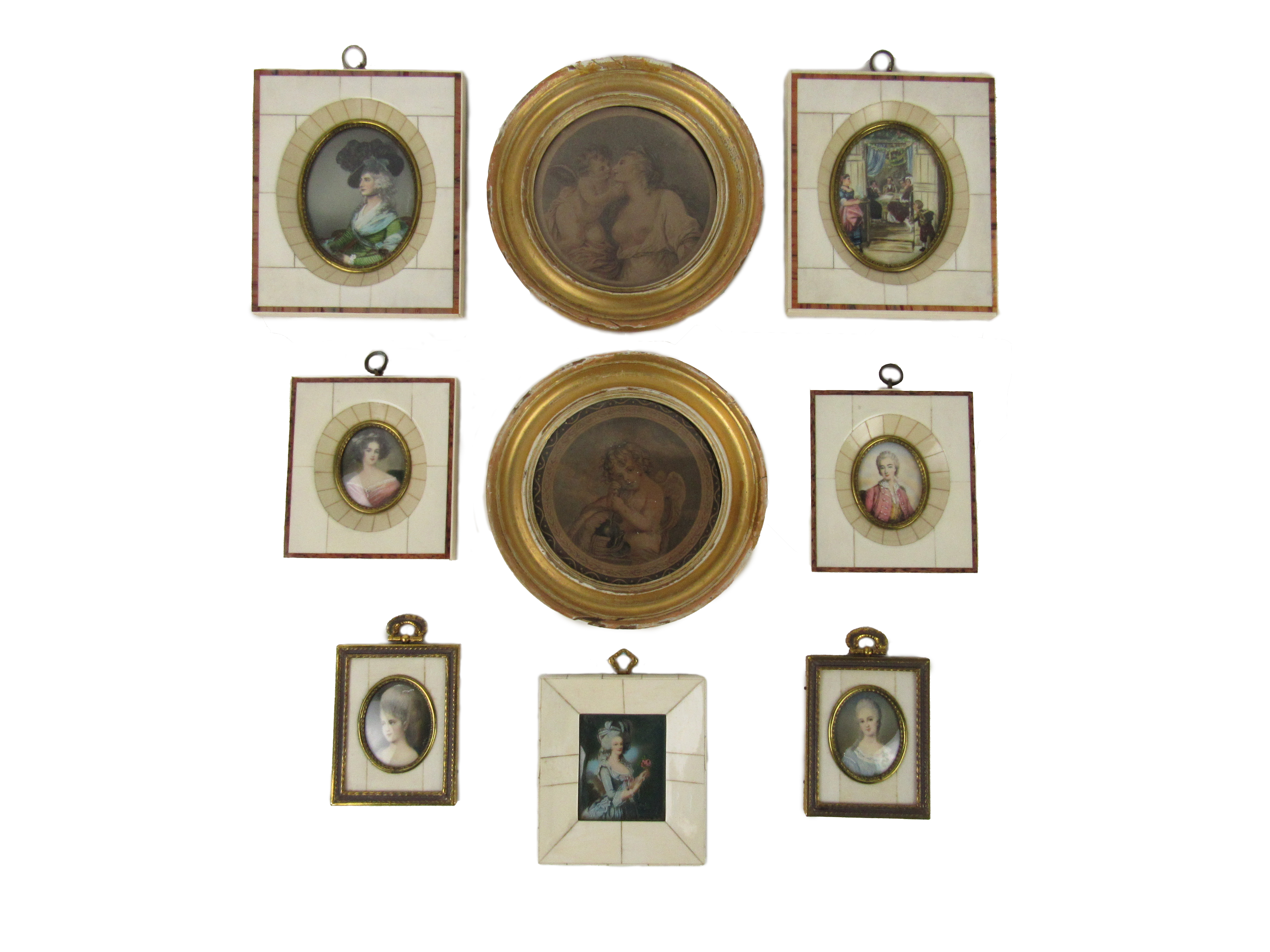 Miniatures: A collection of 7 attractive oval miniature oils of elegant Ladies, after Gainsborough