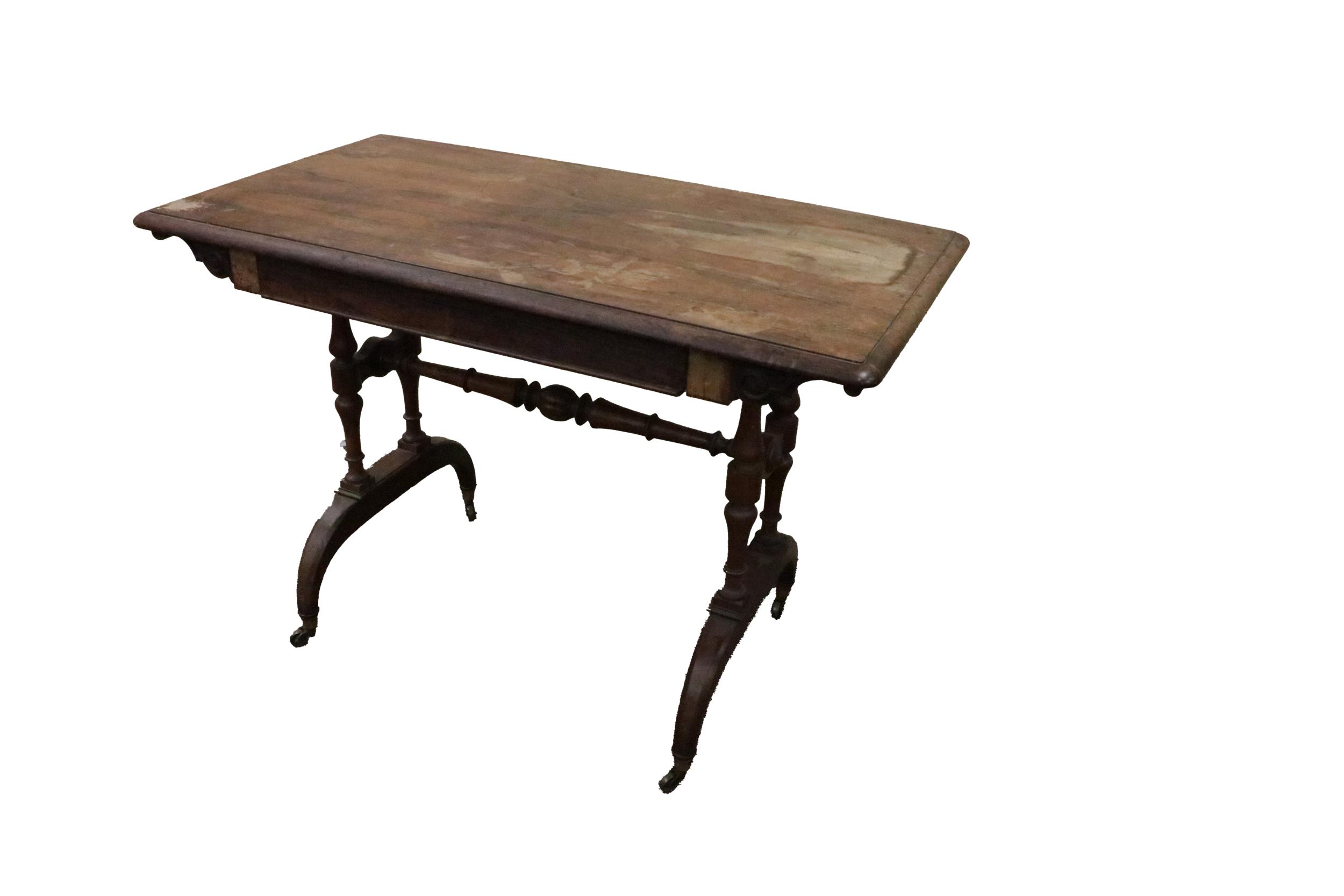A Victorian rosewood Side Table, the moulded top over a frieze with single drawer on front with H