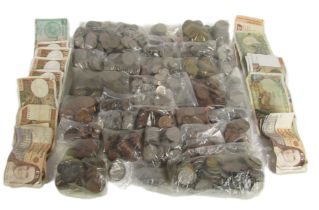 [Coins & Notes]: A large collection of Irish and English Coins, including pennies, farthings, 5