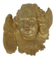 An antique Baroque style carved giltwood winged cherub Bust, approx. 35cms high x 38cms wide (14"