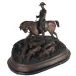 After P.J. Mene (French 1810-1879) Bronze depicting a Huntsman on horseback leading a pack of dogs