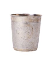A rare Irish Queen Anne period  Provincial silver Tumbler, Cork, of etched and pricked decoration