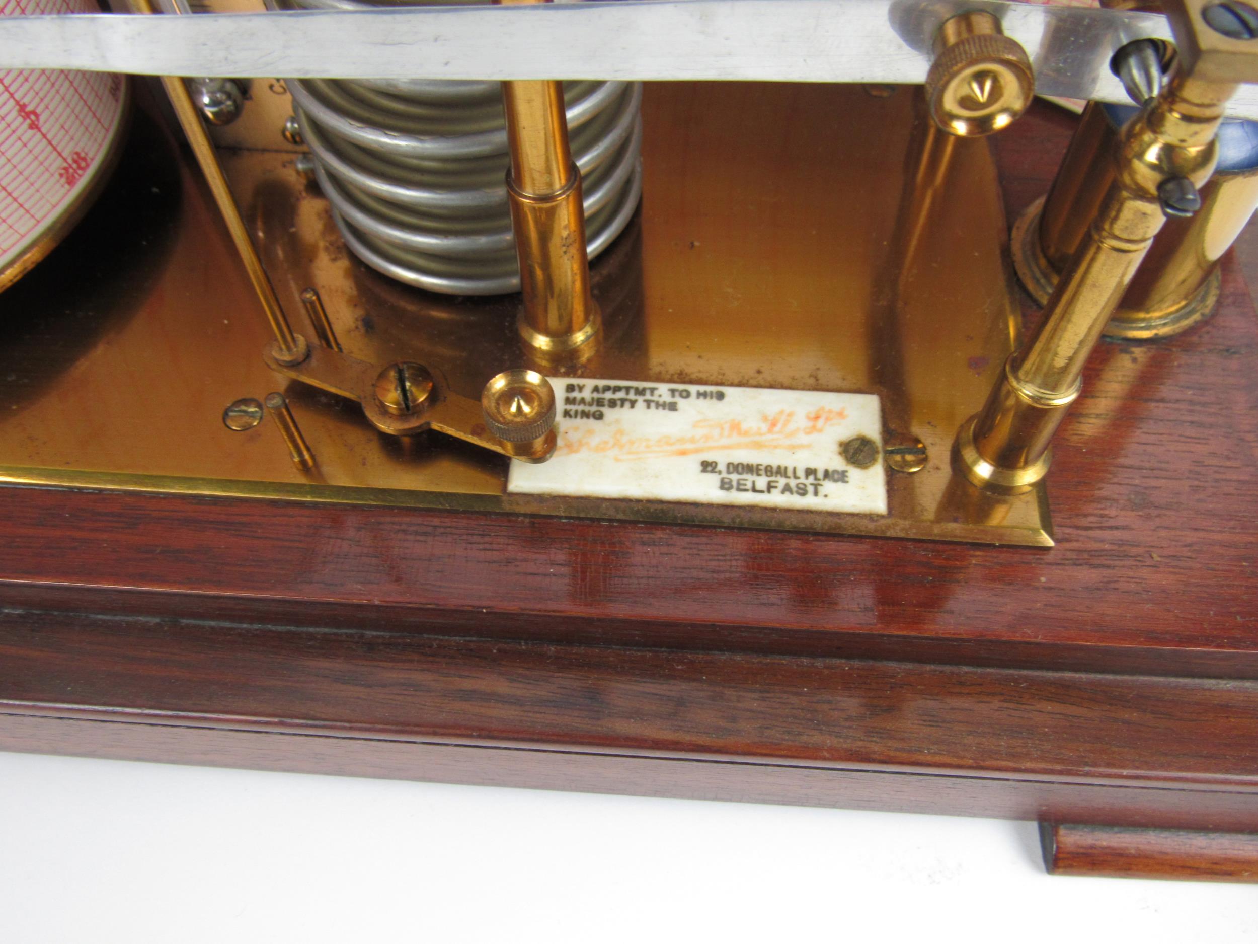 A very good 20th Century mahogany cased Barograph, by Shelman Mc Neill, 22 Donegal Place, Belfast, - Image 3 of 5