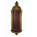 A tall carved antique giltwood Wall Niche, with painted background, in rust red and underneath