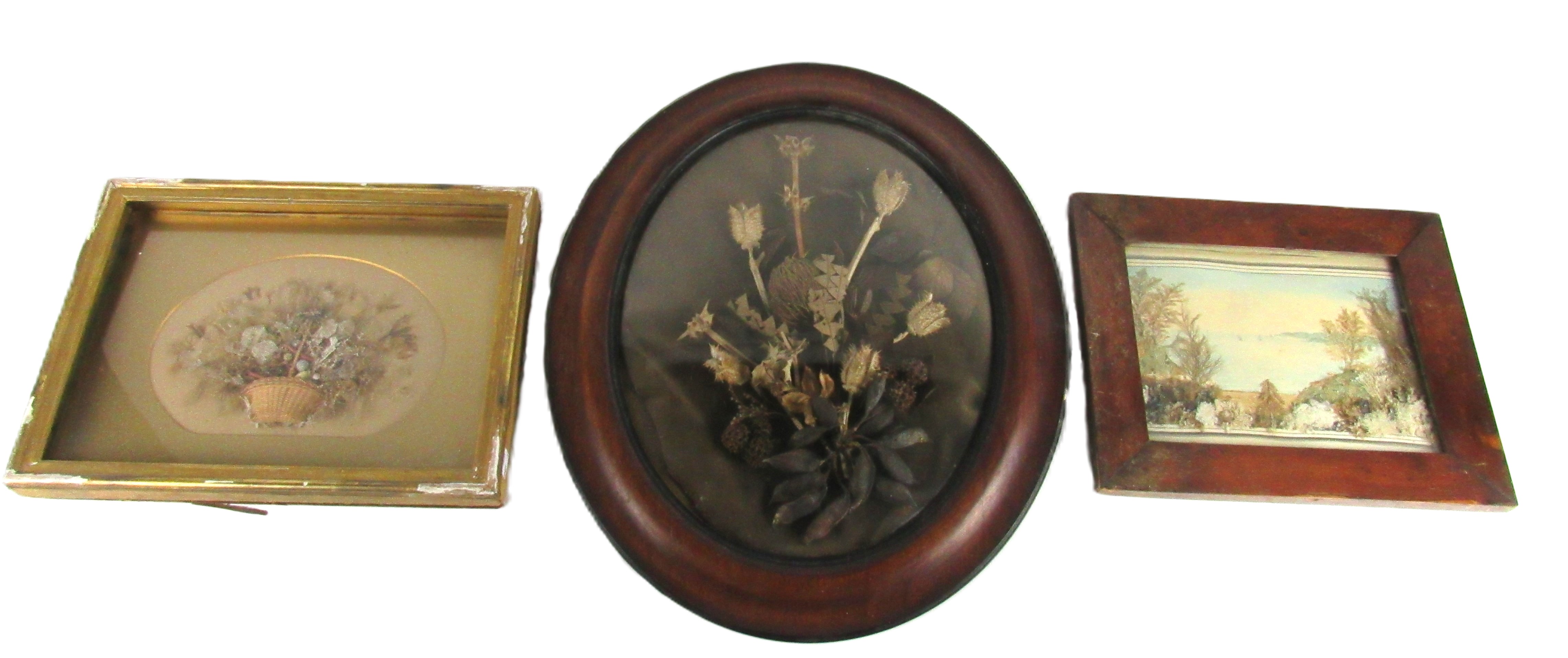 A rare early 19th Century attractive floral Diorama, by Emma Sophia M. Phillips, 1843, with