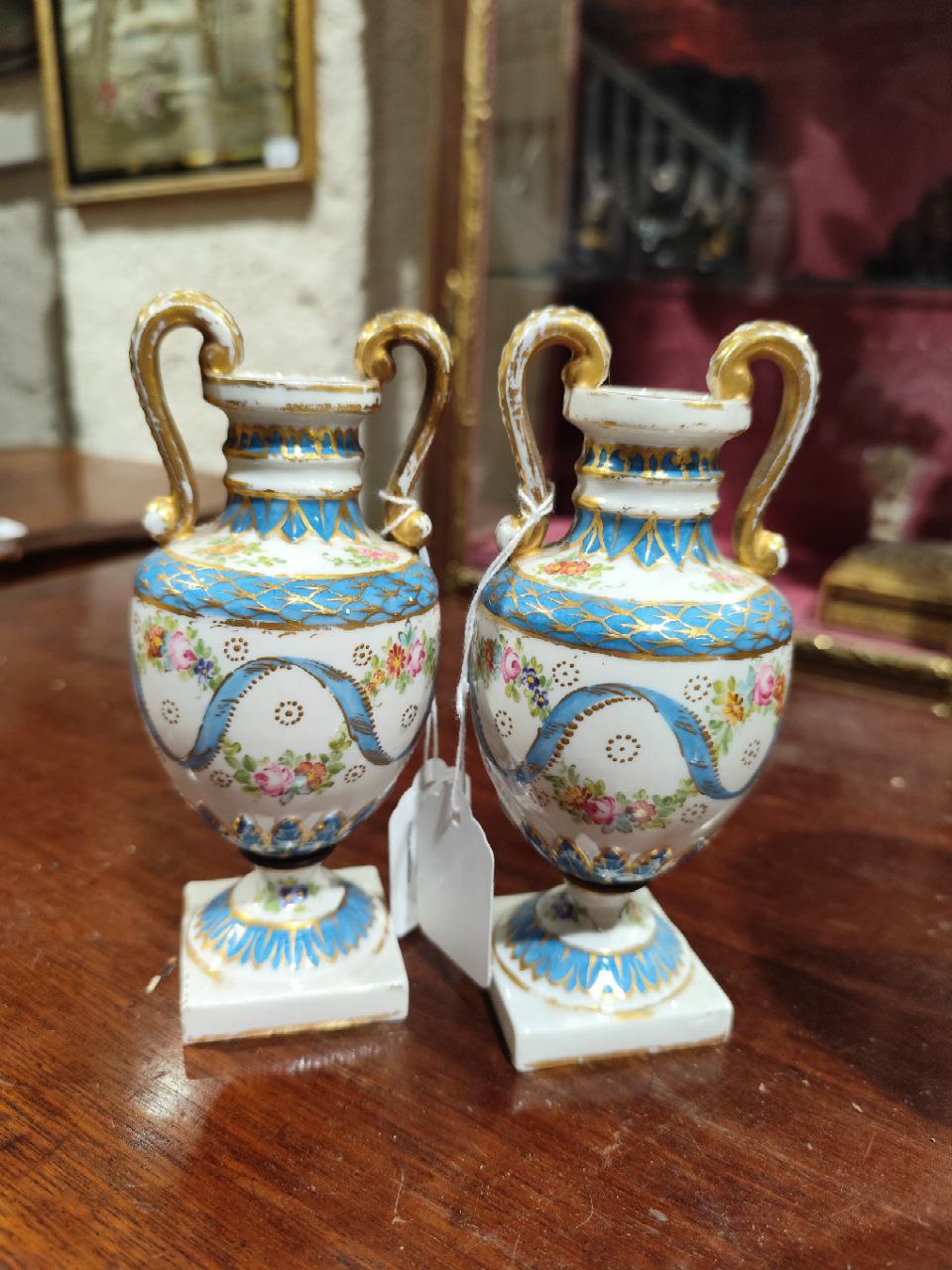 A pair of attractive 19th Century Meissen porcelain two handled hand painted and gilt highlighted - Image 10 of 11