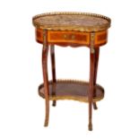 An attractive French Louis XVI style shaped Side Table, the top with marble inset and pierced