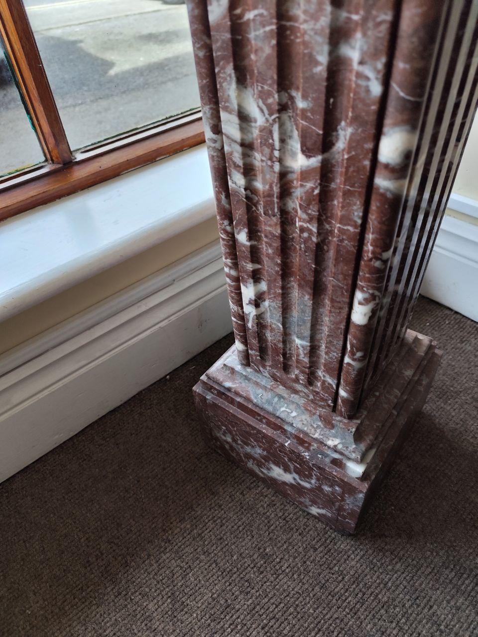 An attractive marble pedestal Plinth, with square top on a reeded tapering pillar on a square plinth - Image 5 of 5