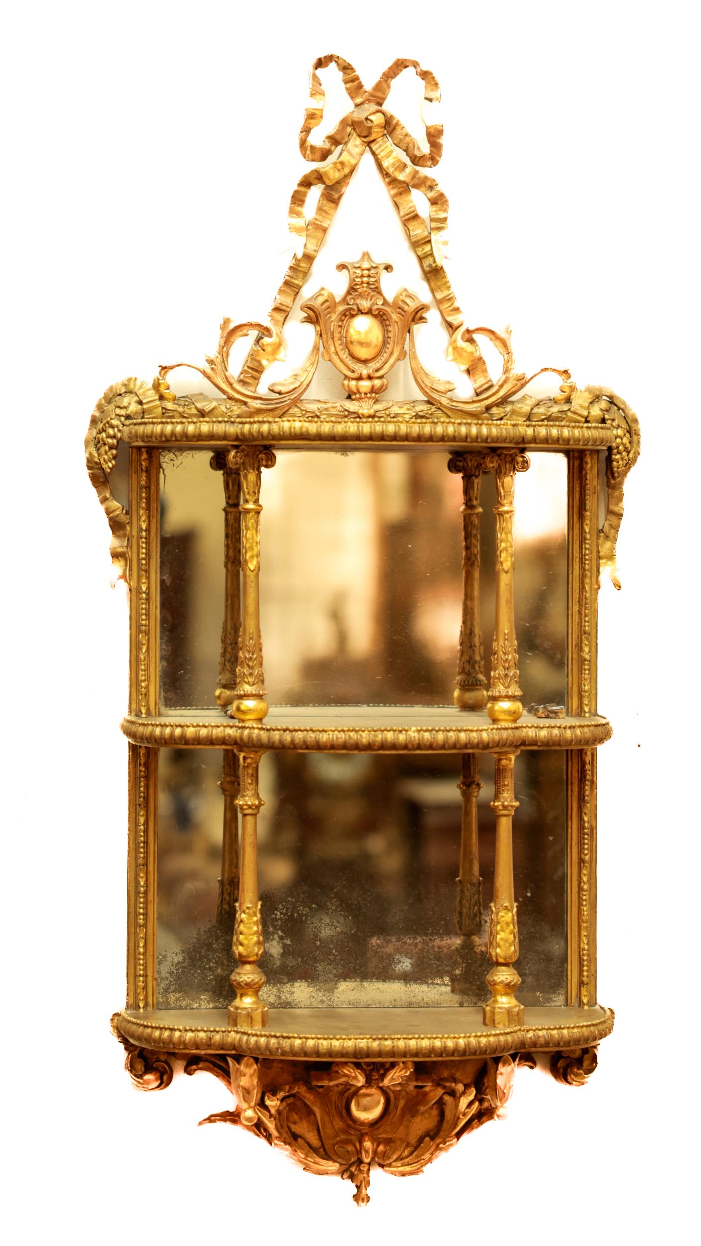 A pair of attractive 19th Century gilt and gesso three tier mirror back Wall Brackets, in the - Image 2 of 2