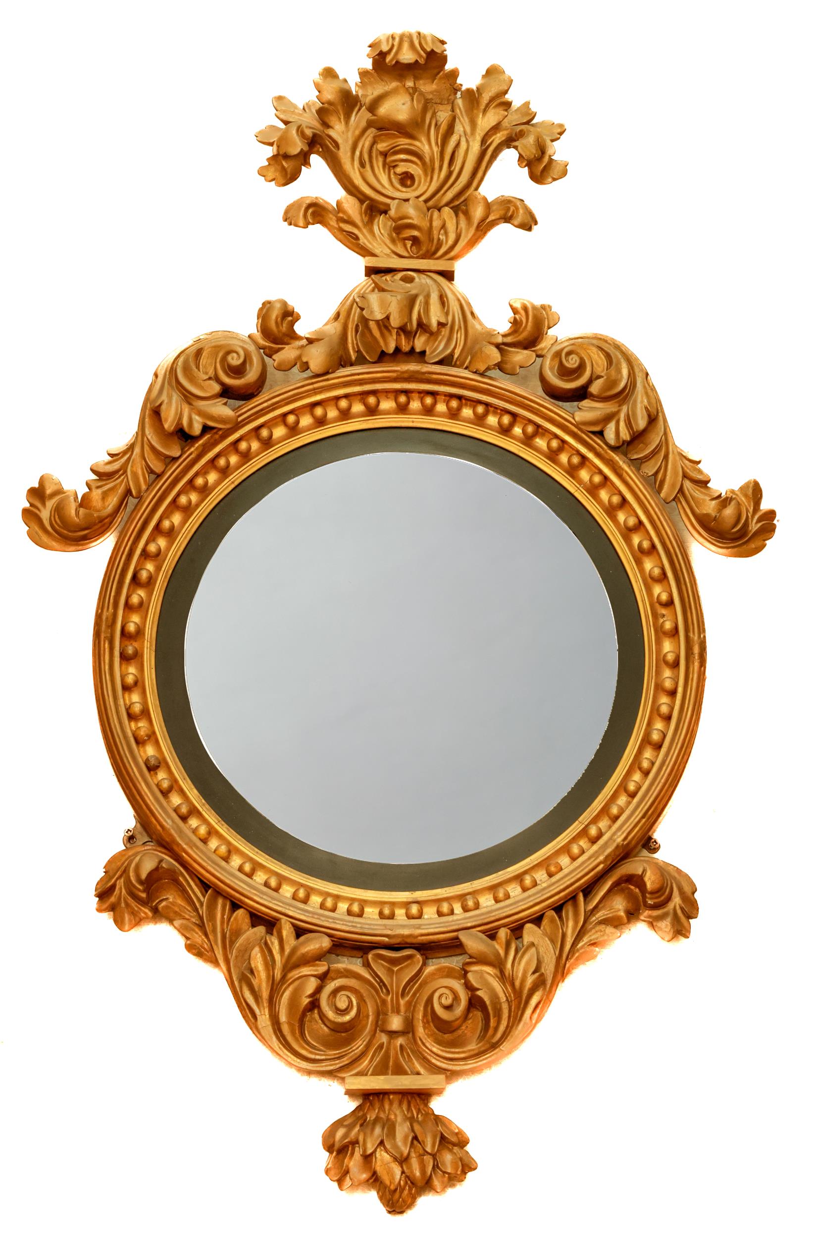 A fine quality 19th Century Irish giltwood Convex Mirror, probably Cork, (R. & W. Clarke),