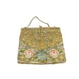 A fine early Victorian embroidered and gilt bead Ladies Evening Bag. (1)