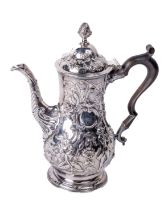 A fine quality 18th Century Irish silver Coffee Pot, by William Thompson, and Michael Cormick, c.