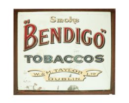 A large rare original Advertisement or Branded Mirror,  for "Smoke Bendigo Tobaccos - W. & M. Taylor