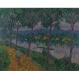 Desmond Carrick, R.H.A. (1928-2012) "Ridge Path above the Seine," O.O.B,  approx. 41cms x 51cms (16"