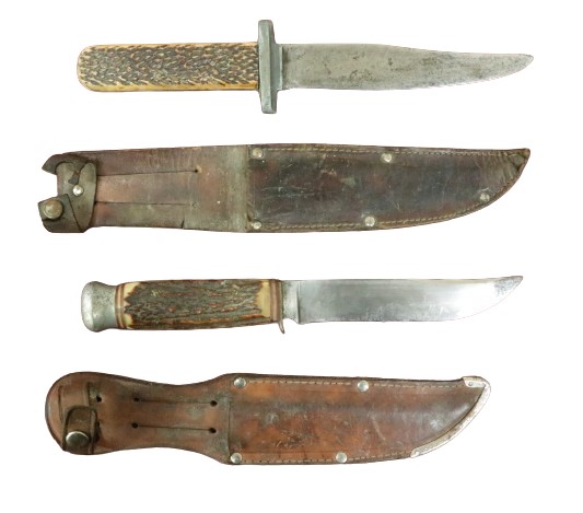 Militaria: An English bone handled 'Sheffield' Hunting Knife, stamped William Rodgers, with shaped