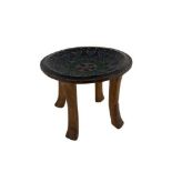 A good spider Ashanti Stool, Cameroon, hand carved with pierced and curved seat on a pierced
