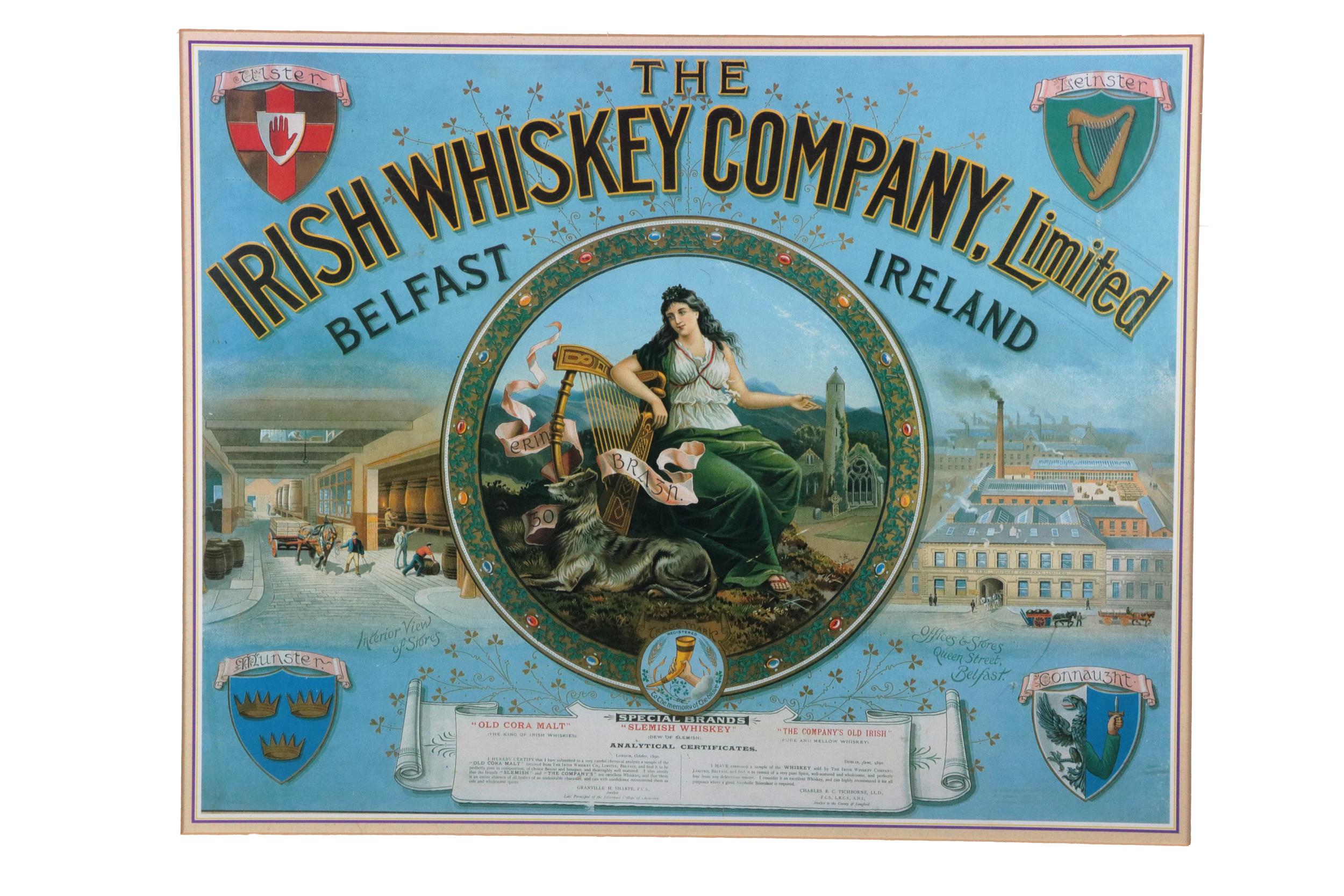 Advertisement: The Irish Whiskey Company Limited, Belfast, Ireland, cold. litho (reprint)