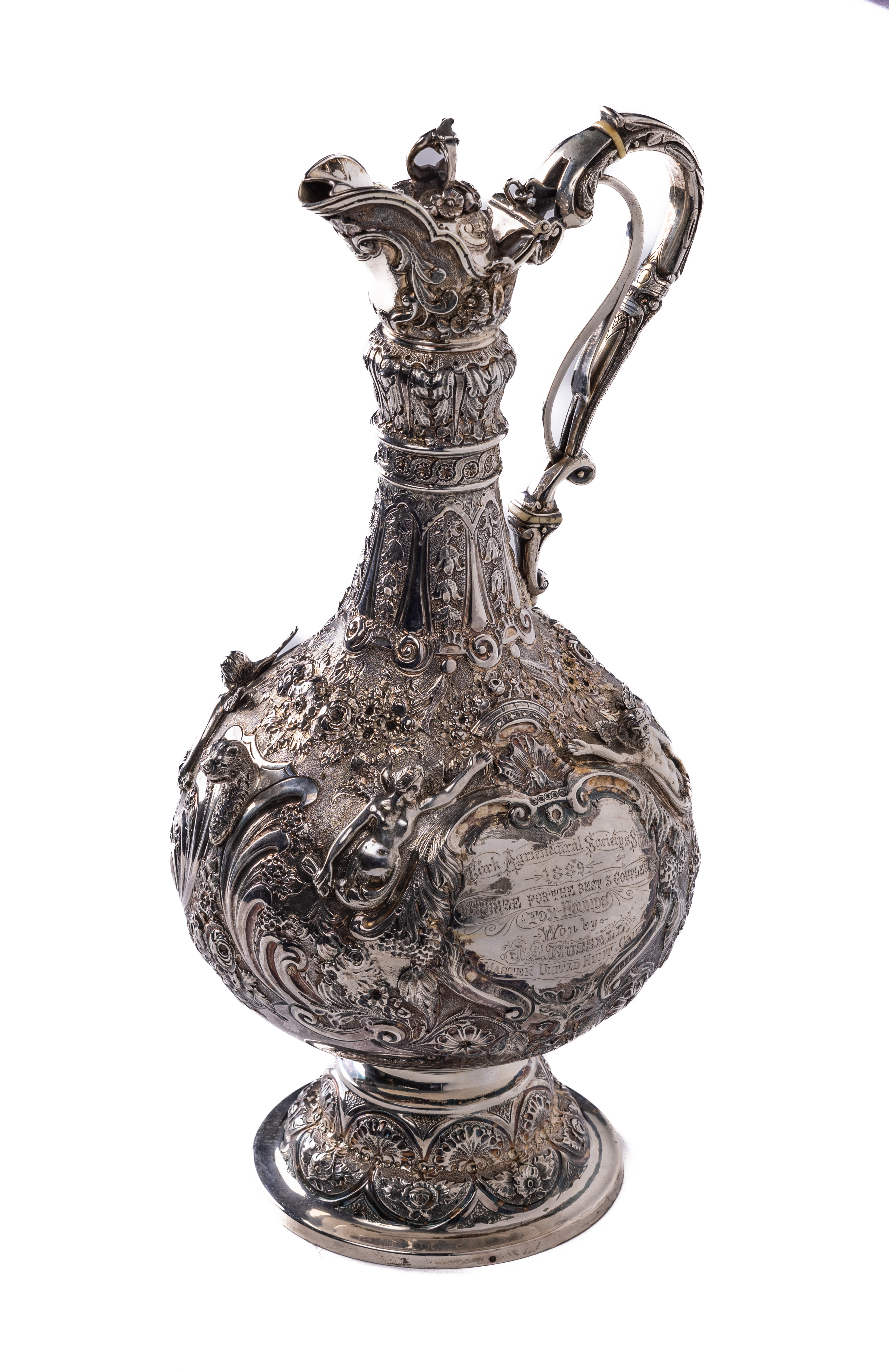 Co. Cork Interest: An exceptionally fine quality mid-Victorian silver Claret Jug, by Richard