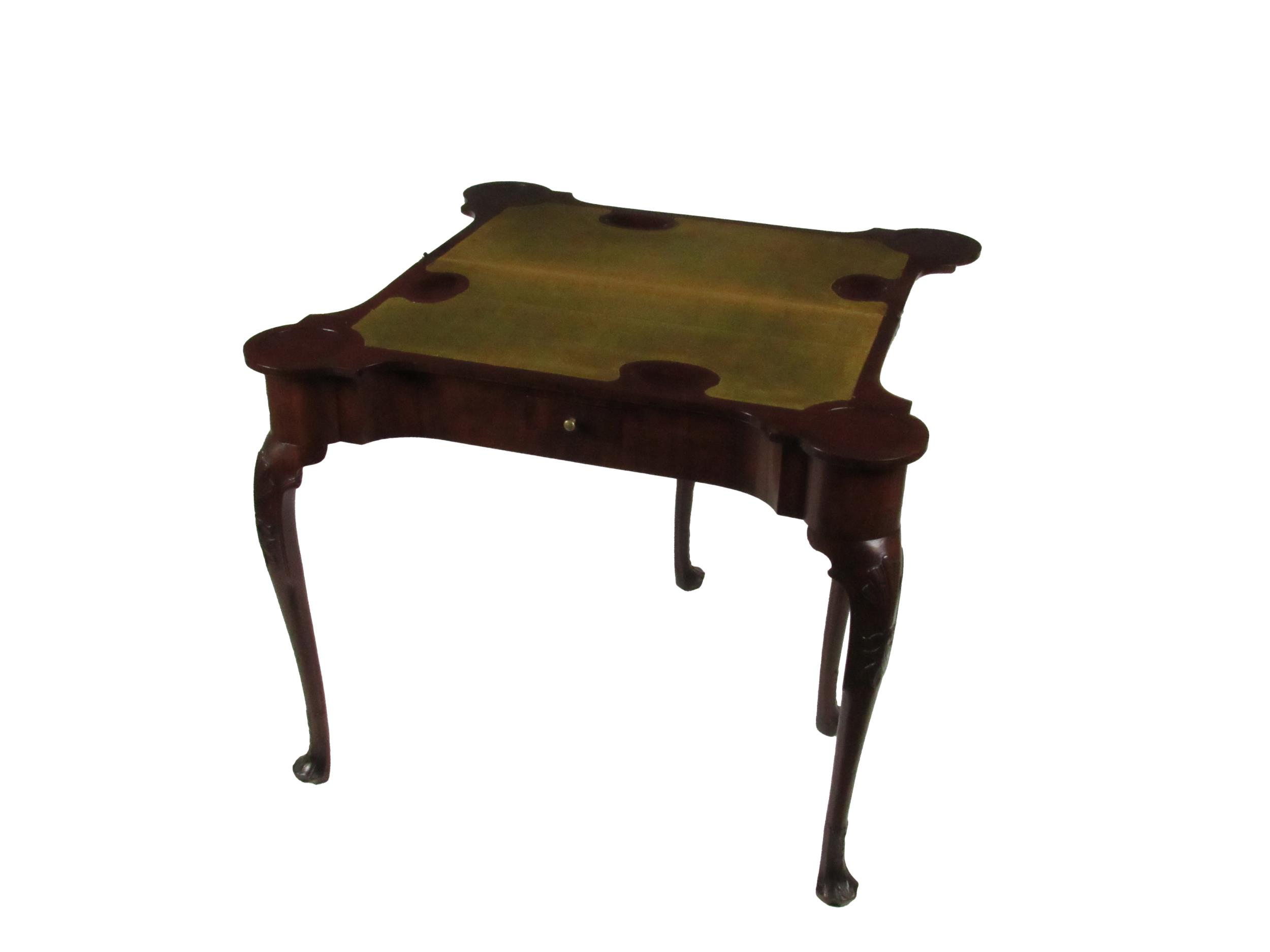 A fine quality Irish Georgian period mahogany fold-over Card Table, the shaped top opening to reveal - Image 2 of 2