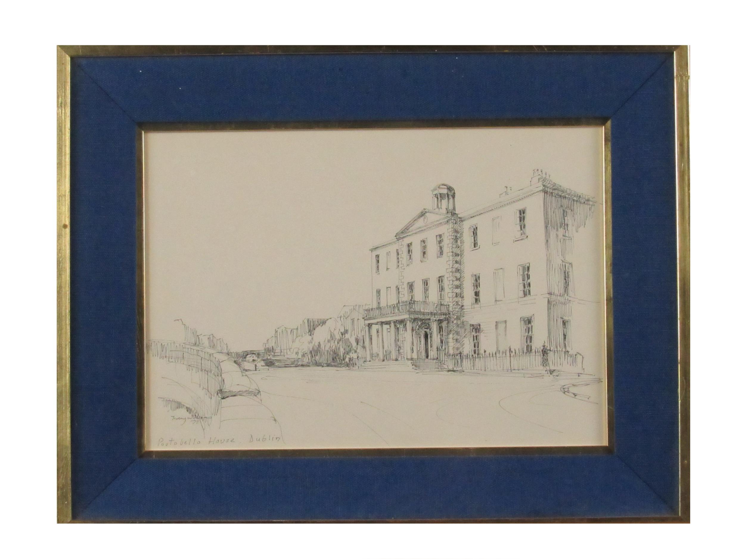 Jeremy Williams, Irish (1943-2015) "Portabello House, Dublin," pencil sketch, approx. 20cms x