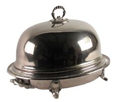 A fine quality Victorian silver plated and crested Meat Dish Cover and Stand, with ornate beadwork