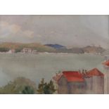 J.M. Wade, Wade, 20th Century English School "Coastal Scene with buildings in foreground and