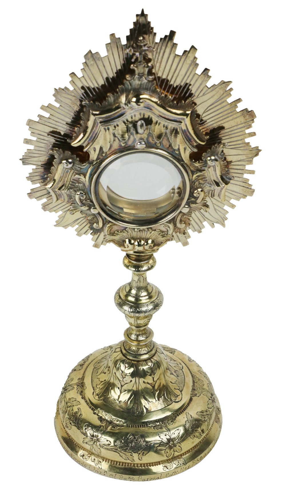 An important 18th Century etched and decorated silver gilt Monstrance, the base with floral design - Image 2 of 3